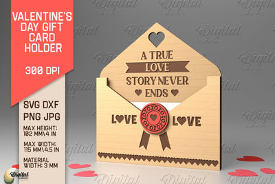 3D Valentine SVG. Envelope Gift Card Holder Laser Cut SVG Evgenyia Guschina 