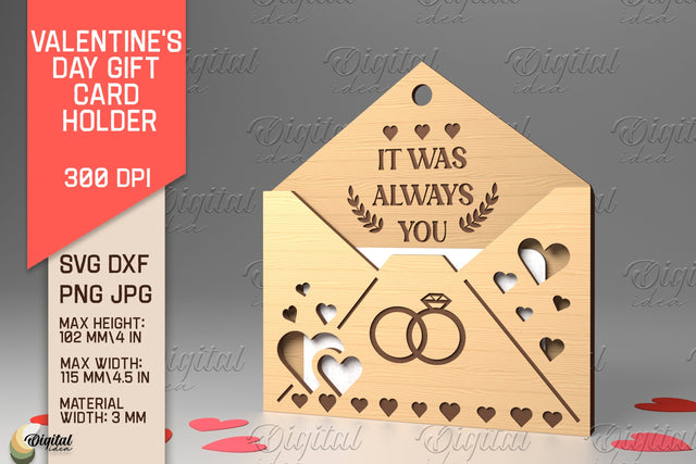 3D Valentine SVG. Envelope Gift Card Holder Laser Cut SVG Evgenyia Guschina 