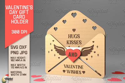 3D Valentine SVG. Envelope Gift Card Holder Laser Cut SVG Evgenyia Guschina 