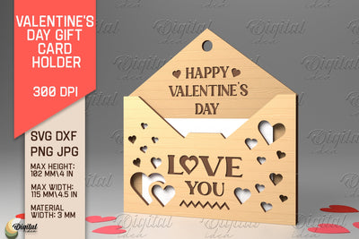 3D Valentine SVG. Envelope Gift Card Holder Laser Cut SVG Evgenyia Guschina 
