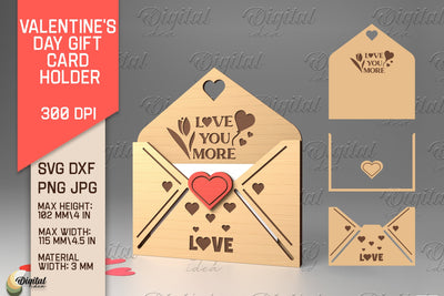 3D Valentine SVG. Envelope Gift Card Holder Laser Cut SVG Evgenyia Guschina 