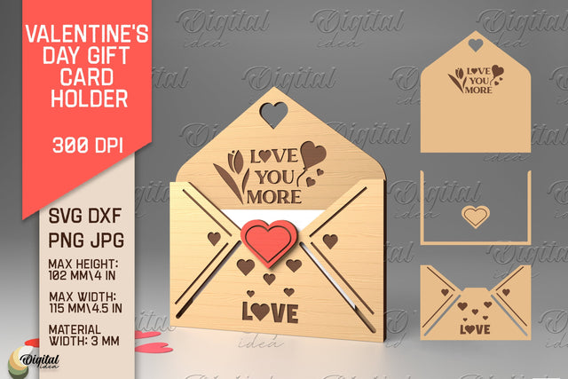 3D Valentine SVG. Envelope Gift Card Holder Laser Cut SVG Evgenyia Guschina 