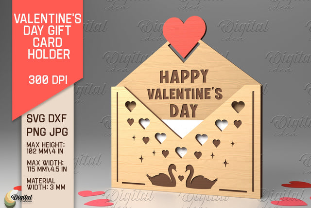3D Valentine SVG. Envelope Gift Card Holder Laser Cut SVG Evgenyia Guschina 