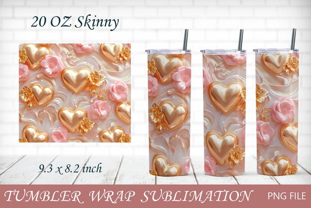 3d Valentine tumbler with hearts and flowers, 20 oz wrap sublimation Sublimation AnastasiyaArtDesign 