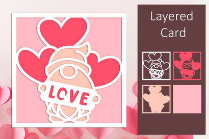 3d Valentines day card svg, Layered gnome with hearts svg SVG AnastasiyaArtDesign 