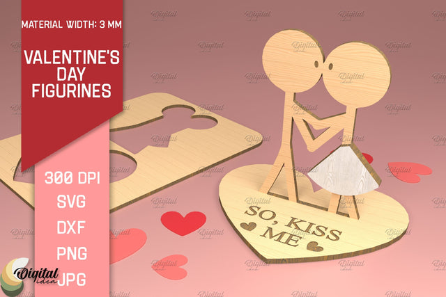 3D Valentine's Day Figurines. Gift Laser Cut. Love Quote SVG SVG Evgenyia Guschina 