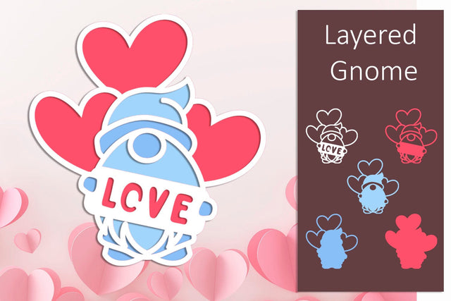 3d Valentines day gnome svg, Layered template SVG AnastasiyaArtDesign 