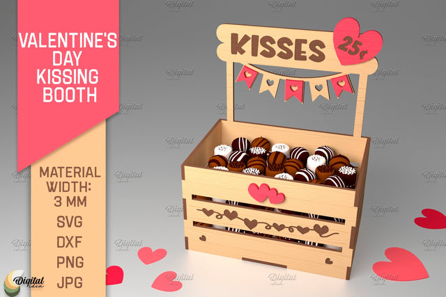 3D Valentine's Day Kissing Booth. 3D Candy Holder Laser Cut SVG Evgenyia Guschina 