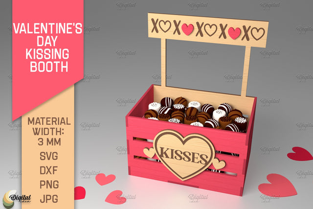 3D Valentine's Day Kissing Booth. 3D Candy Holder Laser Cut SVG Evgenyia Guschina 