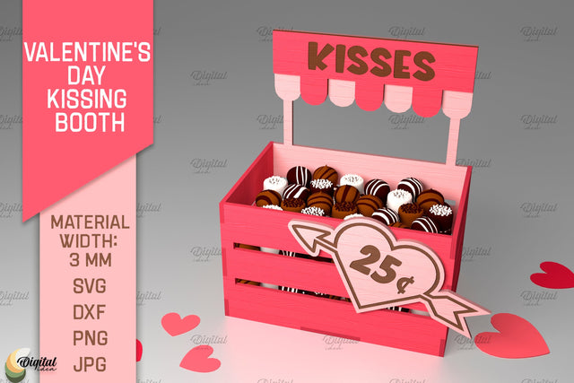 3D Valentine's Day Kissing Booth. 3D Candy Holder Laser Cut SVG Evgenyia Guschina 