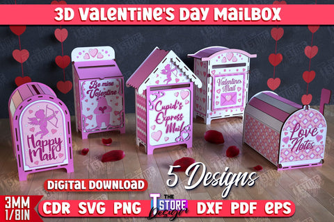 3D Valentine's Day Mailbox Bundle | Valentine Card | Love Letters | CNC Files SVG The T Store Design 