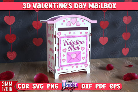 3D Valentine's Day Mailbox | Valentine Card | Love Letters | CNC File SVG The T Store Design 