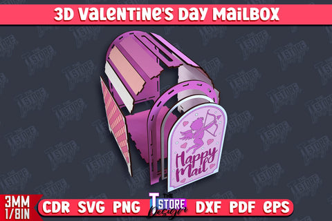 3D Valentine's Day Mailbox | Valentine Card | Love Letters | CNC File SVG The T Store Design 