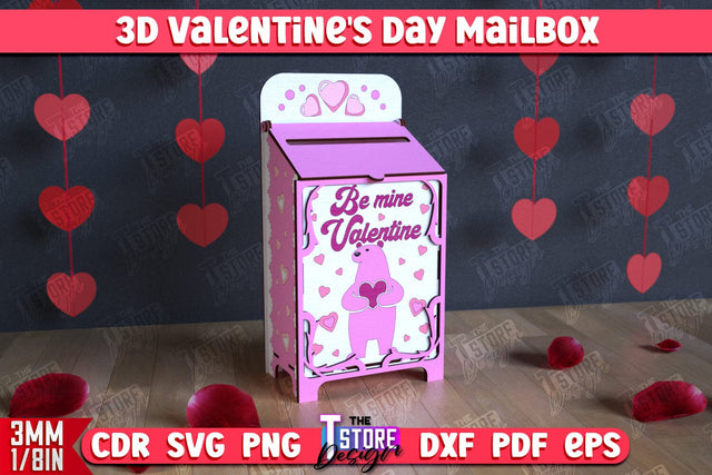 3D Valentine's Day Mailbox | Valentine Card | Love Letters | CNC File SVG The T Store Design 