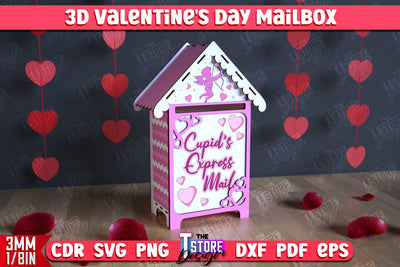 3D Valentine's Day Mailbox | Valentine Card | Love Letters | CNC File SVG The T Store Design 