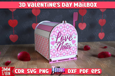 3D Valentine's Day Mailbox | Valentine Card | Love Letters | CNC File SVG The T Store Design 