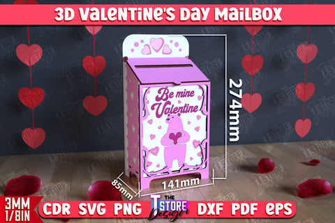 3D Valentine's Day Mailbox | Valentine Card | Love Letters | CNC File SVG The T Store Design 