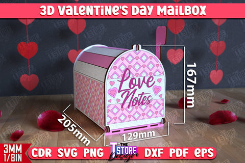 3D Valentine's Day Mailbox | Valentine Card | Love Letters | CNC File SVG The T Store Design 