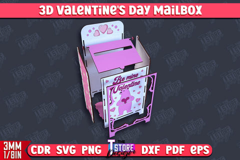 3D Valentine's Day Mailbox | Valentine Card | Love Letters | CNC File SVG The T Store Design 
