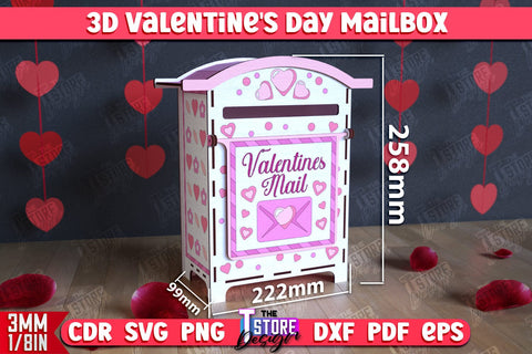 3D Valentine's Day Mailbox | Valentine Card | Love Letters | CNC File SVG The T Store Design 