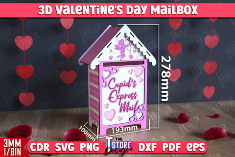 3D Valentine's Day Mailbox | Valentine Card | Love Letters | CNC File SVG The T Store Design 