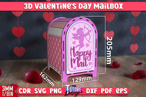 3D Valentine's Day Mailbox | Valentine Card | Love Letters | CNC File SVG The T Store Design 