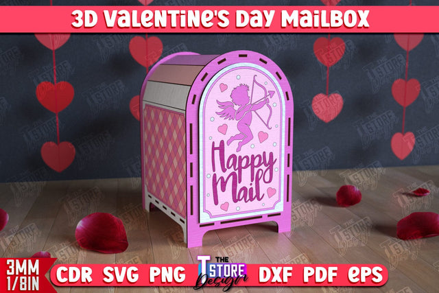 3D Valentine's Day Mailbox | Valentine Card | Love Letters | CNC File SVG The T Store Design 