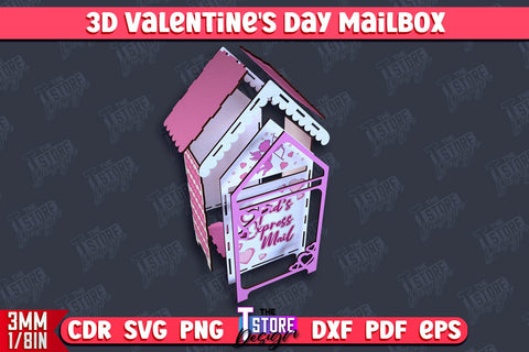 3D Valentine's Day Mailbox | Valentine Card | Love Letters | CNC File SVG The T Store Design 
