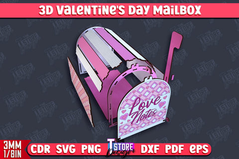 3D Valentine's Day Mailbox | Valentine Card | Love Letters | CNC File SVG The T Store Design 