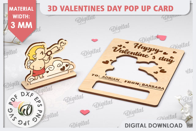 3D Valentines Day Pop Up Card Laser Cut. Valentine Day Gifts SVG Evgenyia Guschina 