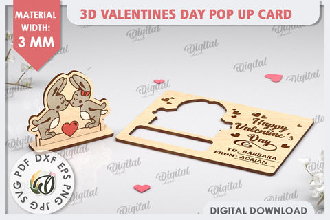 3D Valentines Day Pop Up Card Laser Cut. Valentine Day Gifts SVG Evgenyia Guschina 