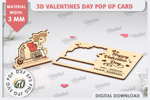 3D Valentines Day Pop Up Card Laser Cut. Valentine Day Gifts SVG Evgenyia Guschina 