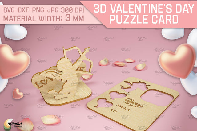 3D Valentine's Day Puzzle Card. Design Laser Cut SVG Evgenyia Guschina 