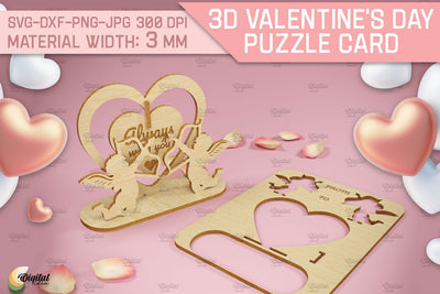 3D Valentine's Day Puzzle Card. Design Laser Cut SVG Evgenyia Guschina 