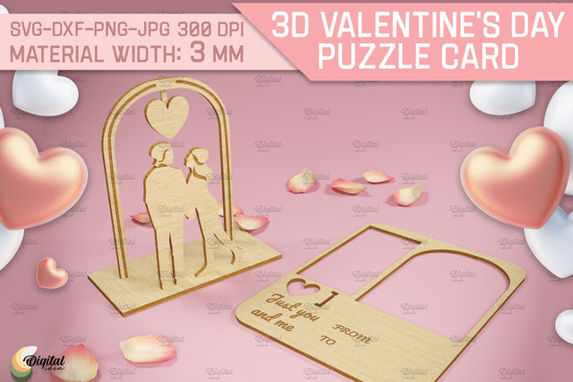 3D Valentine's Day Puzzle Card. Design Laser Cut SVG Evgenyia Guschina 