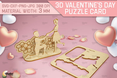3D Valentine's Day Puzzle Card. Design Laser Cut SVG Evgenyia Guschina 