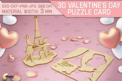 3D Valentine's Day Puzzle Card. Design Laser Cut SVG Evgenyia Guschina 