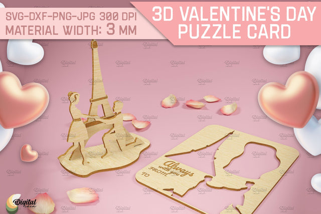 3D Valentine's Day Puzzle Card. Design Laser Cut SVG Evgenyia Guschina 