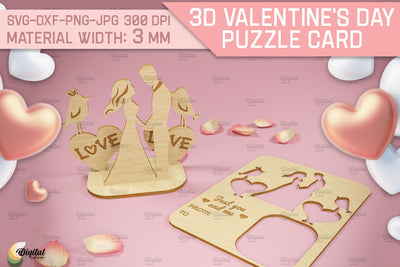 3D Valentine's Day Puzzle Card. Design Laser Cut SVG Evgenyia Guschina 
