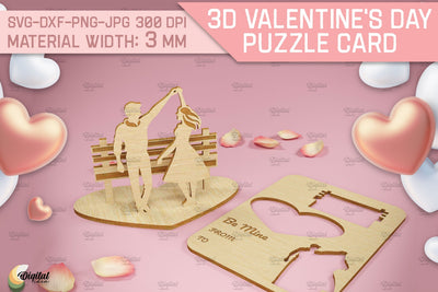 3D Valentine's Day Puzzle Card. Design Laser Cut SVG Evgenyia Guschina 