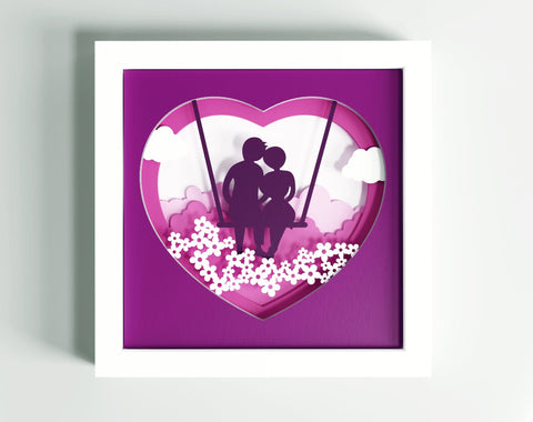 3d Valentines Day svg, Shadow box svg, couples svg, Heart svg, love svg, laser cut files, cnc files for wood, soulmate, mr and mrs svg 3D Paper CutLeafSvg 