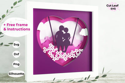 3d Valentines Day svg, Shadow box svg, couples svg, Heart svg, love svg, laser cut files, cnc files for wood, soulmate, mr and mrs svg 3D Paper CutLeafSvg 