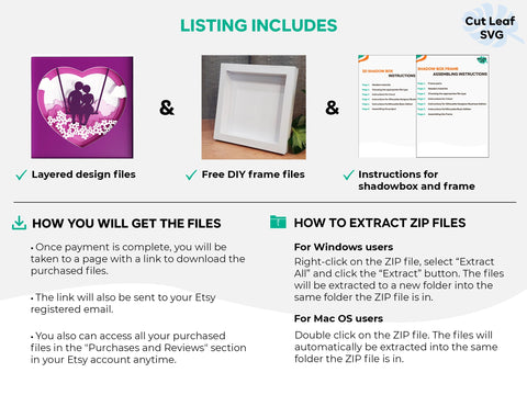 3d Valentines Day svg, Shadow box svg, couples svg, Heart svg, love svg, laser cut files, cnc files for wood, soulmate, mr and mrs svg 3D Paper CutLeafSvg 