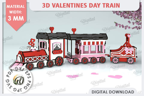 3D Valentine's Day Train Laser Cut. Valentine's Day Gift SVG SVG Evgenyia Guschina 