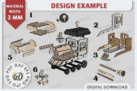 3D Valentine's Day Train Laser Cut. Valentine's Day Gift SVG SVG Evgenyia Guschina 