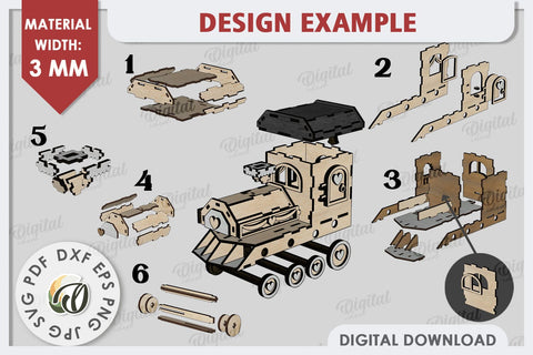 3D Valentine's Day Train Laser Cut. Valentine's Day Gift SVG SVG Evgenyia Guschina 