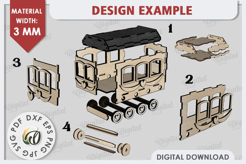 3D Valentine's Day Train Laser Cut. Valentine's Day Gift SVG SVG Evgenyia Guschina 