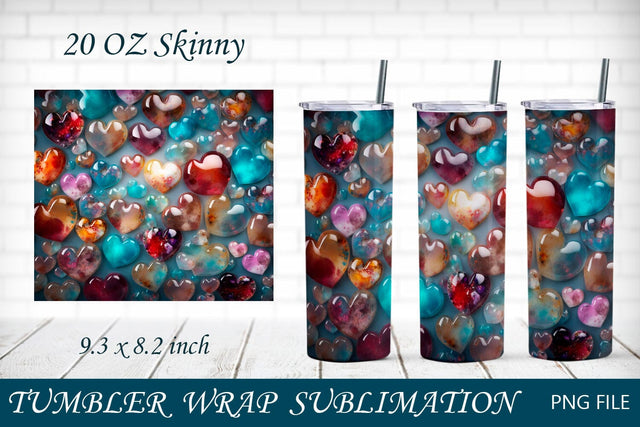 3d Valentines day tumbler wrap, Heart 20oz tumbler sublimation Sublimation AnastasiyaArtDesign 