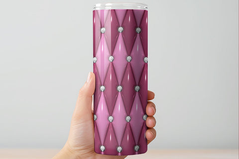 3D Valentines Day Tumbler Wrap | Puff Diamond Pattern PNG Sublimation B Renee Design 
