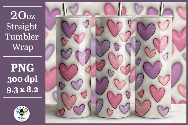 3D Valentines Day Tumbler Wrap Sublimation B Renee Design 